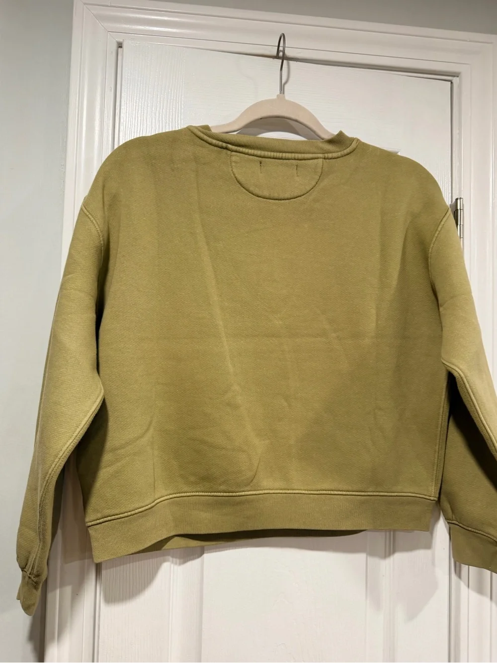 NWOT J.Crew Size XXS Green Gold Button Shoulder Sweatshirt Crewneck Pullover Top
